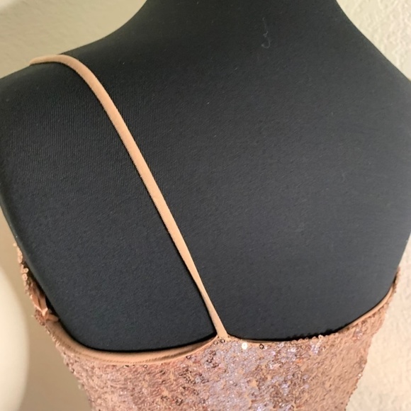 𝅺mind Code Rose Gold Sequin Sparkle Mini Bodycon Sexy Dress Size Medium (1114) - Picture 4 of 10
